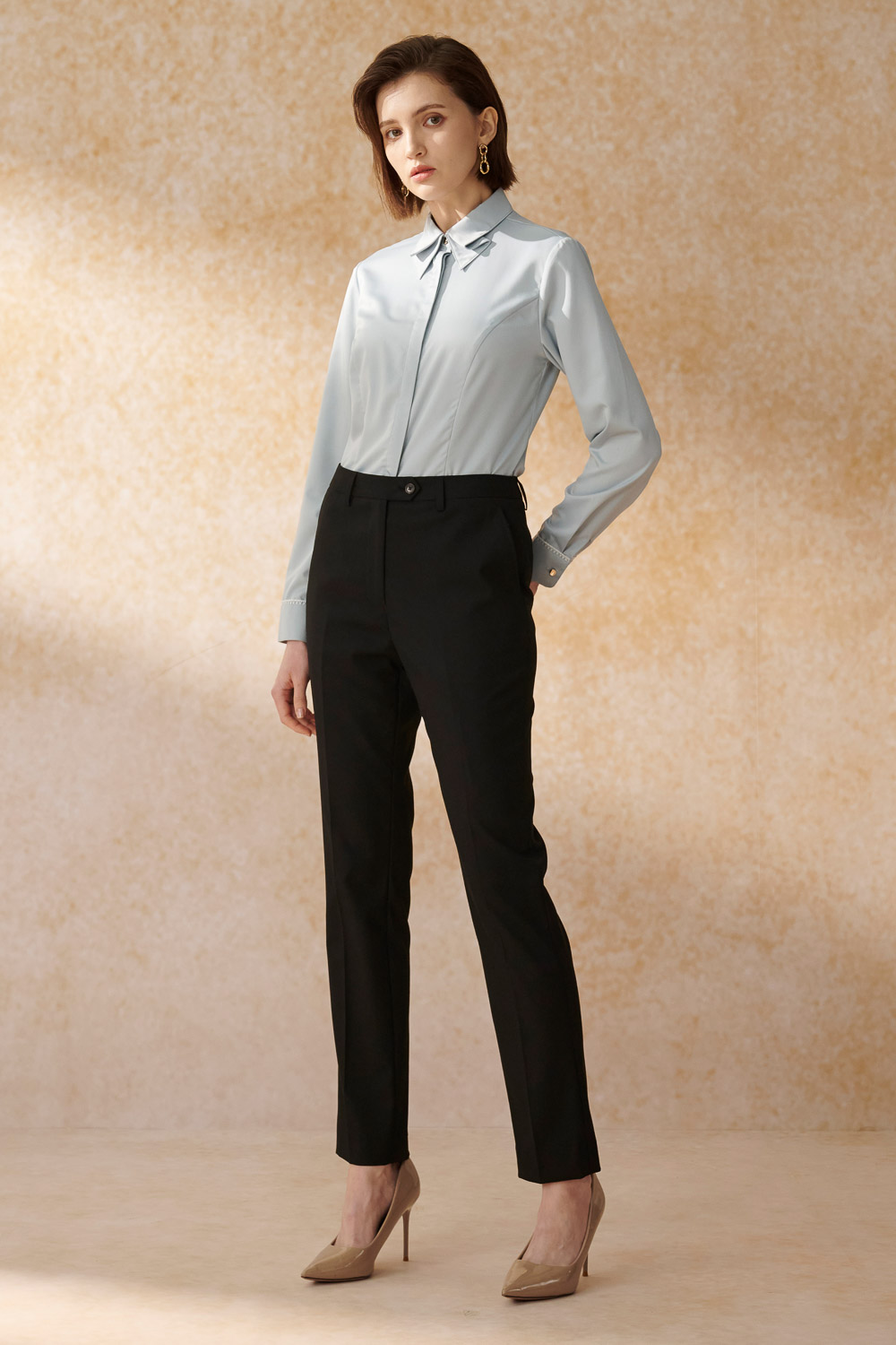 SST&C Black Fitted Suit Trousers | 7262404005  (Outlet)_0