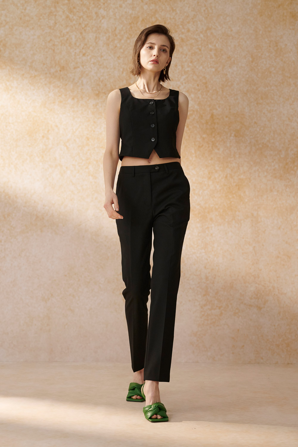 SST&C Black Fitted Suit Trousers | 7262404005  (Outlet)_1