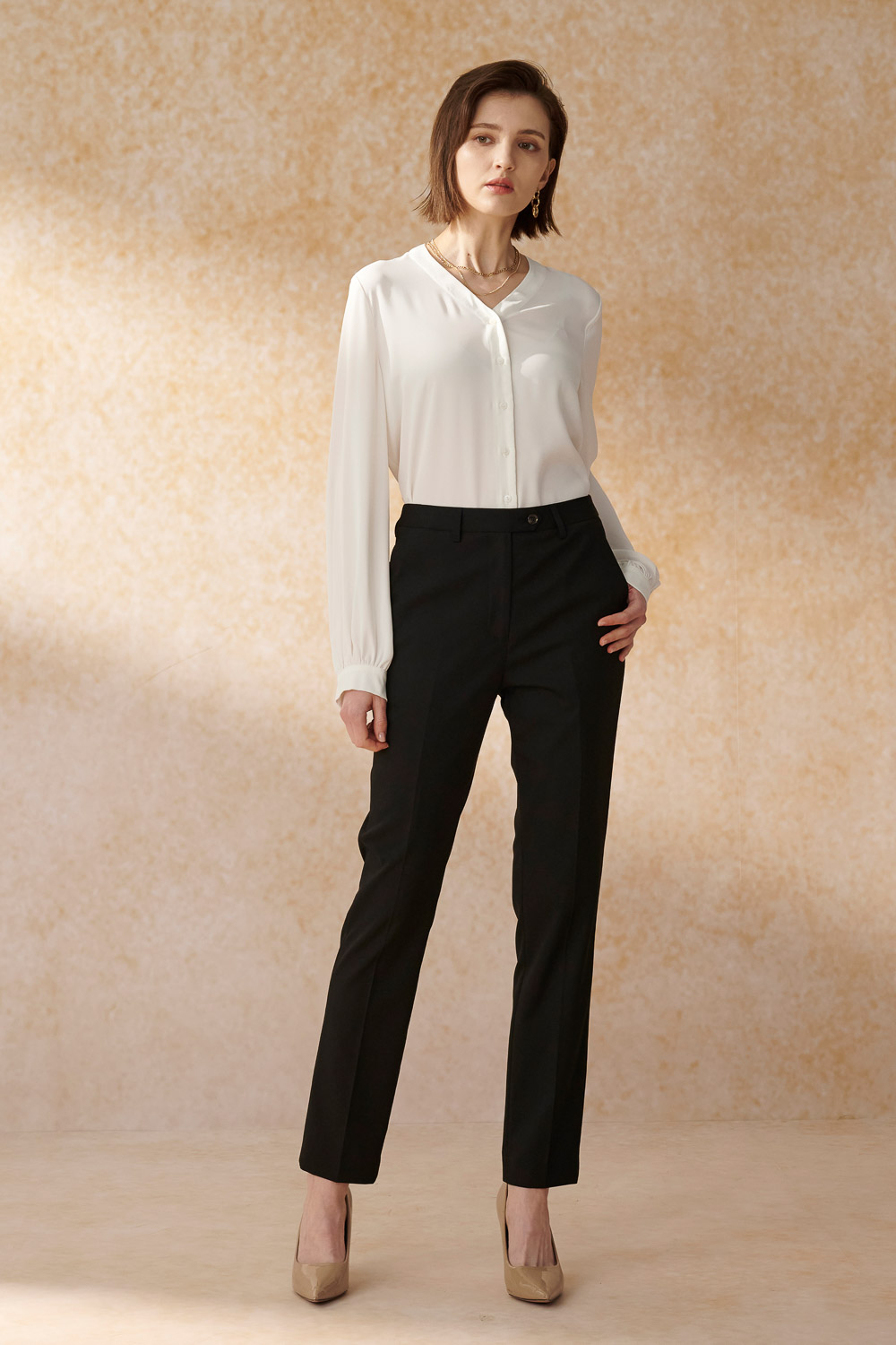 SST&C Black Fitted Suit Trousers | 7262404005  (Outlet)_5