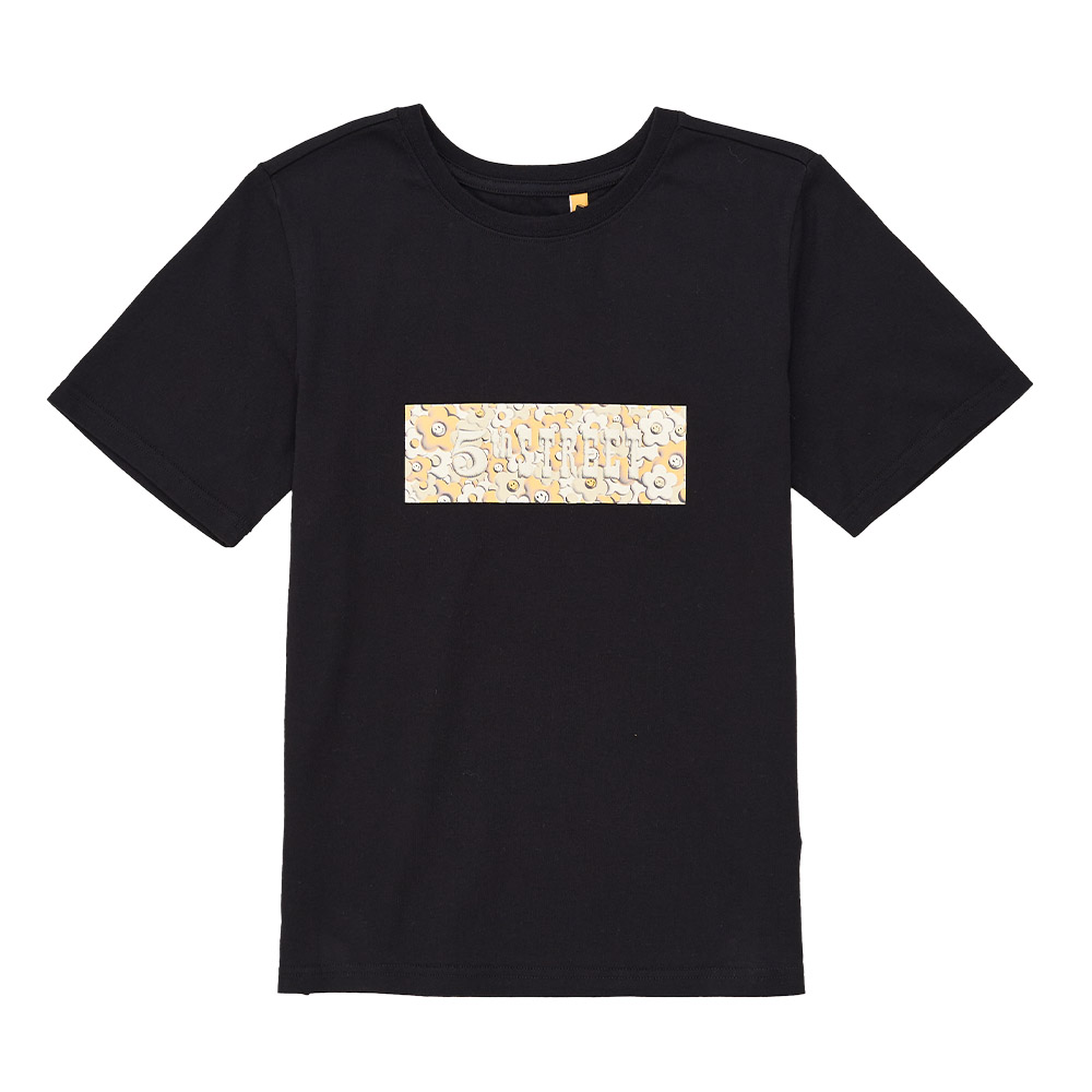 5th STREET｜山形｜女裝｜立體花朵logo印花設計短袖T恤｜黑色