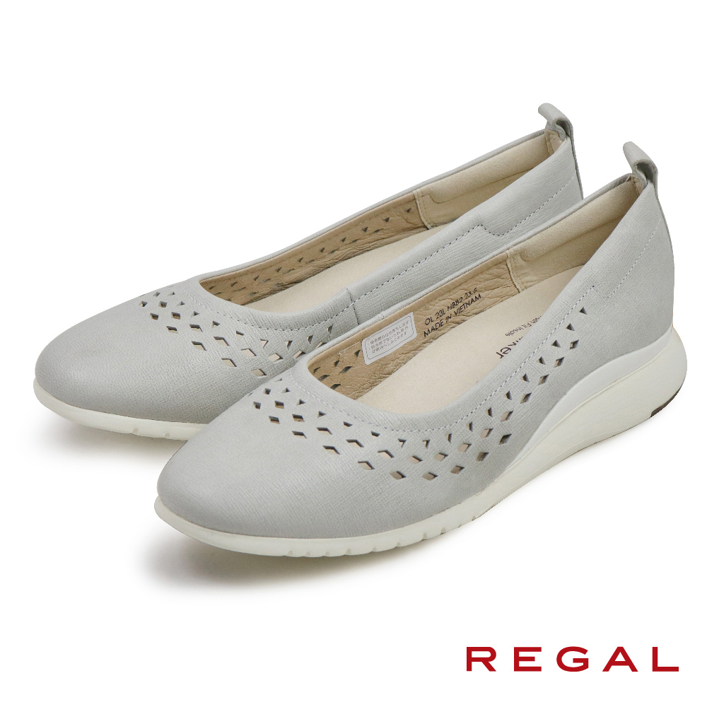 【REGAL】透氣時尚流線休閒款平底鞋 灰色(HB82B-LY)
