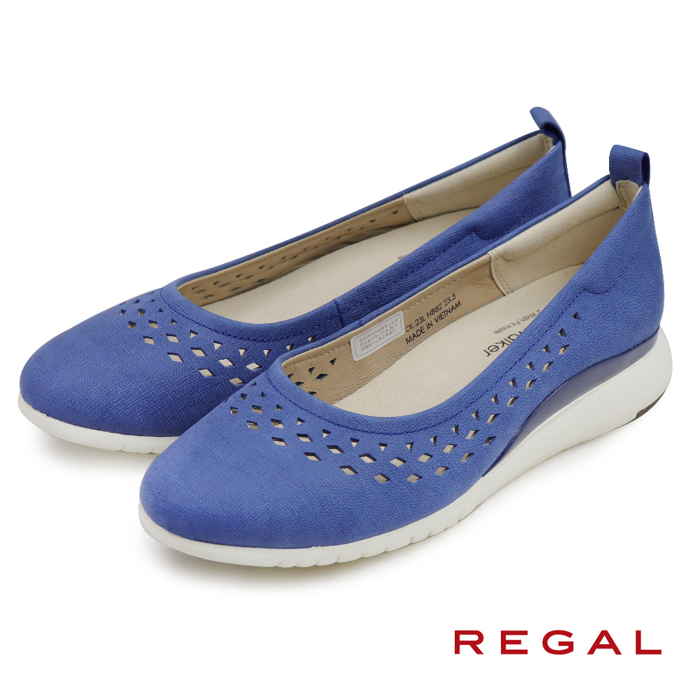 【REGAL】透氣時尚流線休閒款平底鞋 藍色(HB82B-NV)