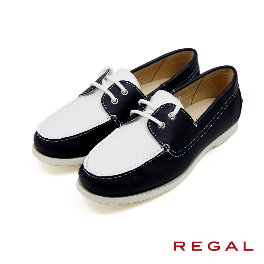 【REGAL】日系素面款懶人休閒鞋  黑白色(P749-MULT)