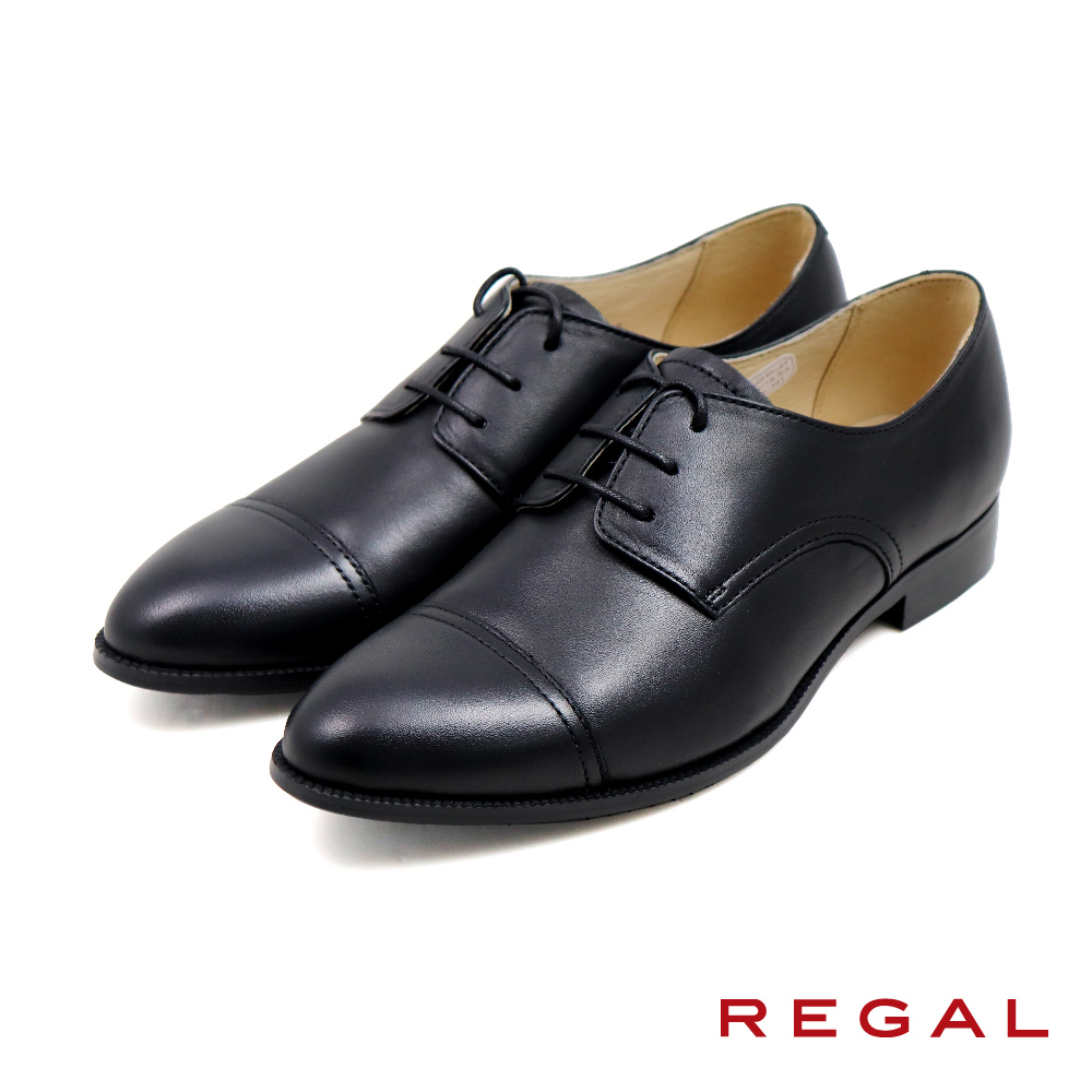 【REGAL】日系經典素面款淑女低跟德比鞋 黑色(P783-BL)
