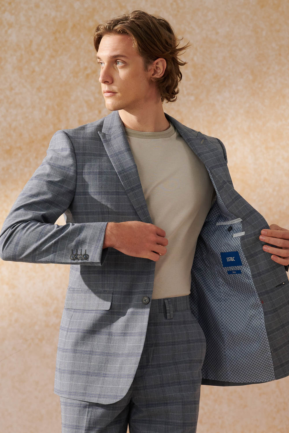 SST&C Gray Check Pattern Slim Fit Suit Jacket | 0112404001  (Outlet)_5