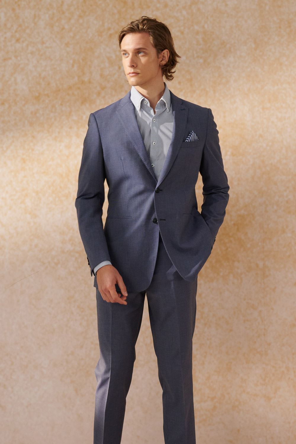 SST&C Navy Textured Slim Fit Suit Jacket | 0112404002  (Outlet)_4