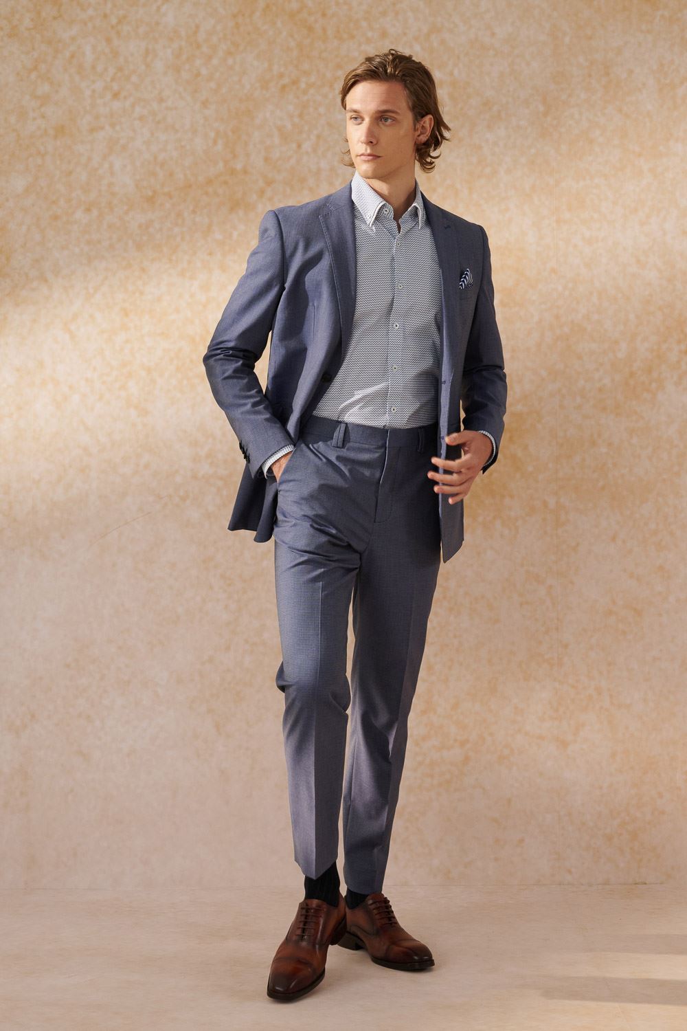 SST&C Navy Textured Slim Fit Suit Jacket | 0112404002  (Outlet)_5