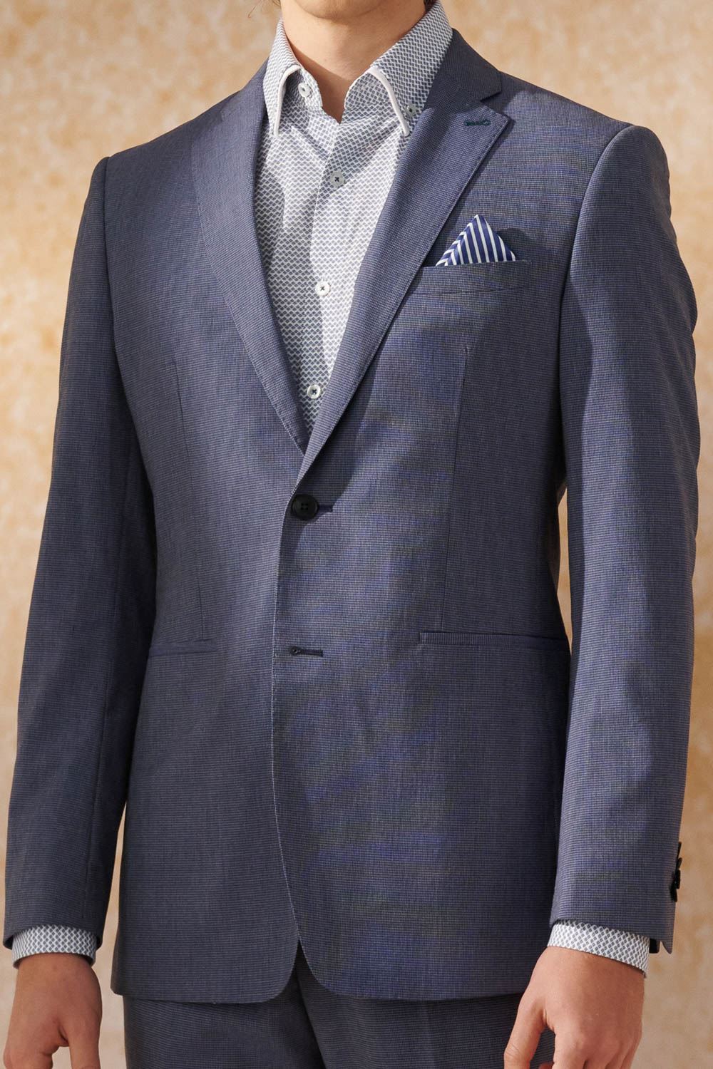 SST&C Navy Textured Slim Fit Suit Jacket | 0112404002  (Outlet)_6
