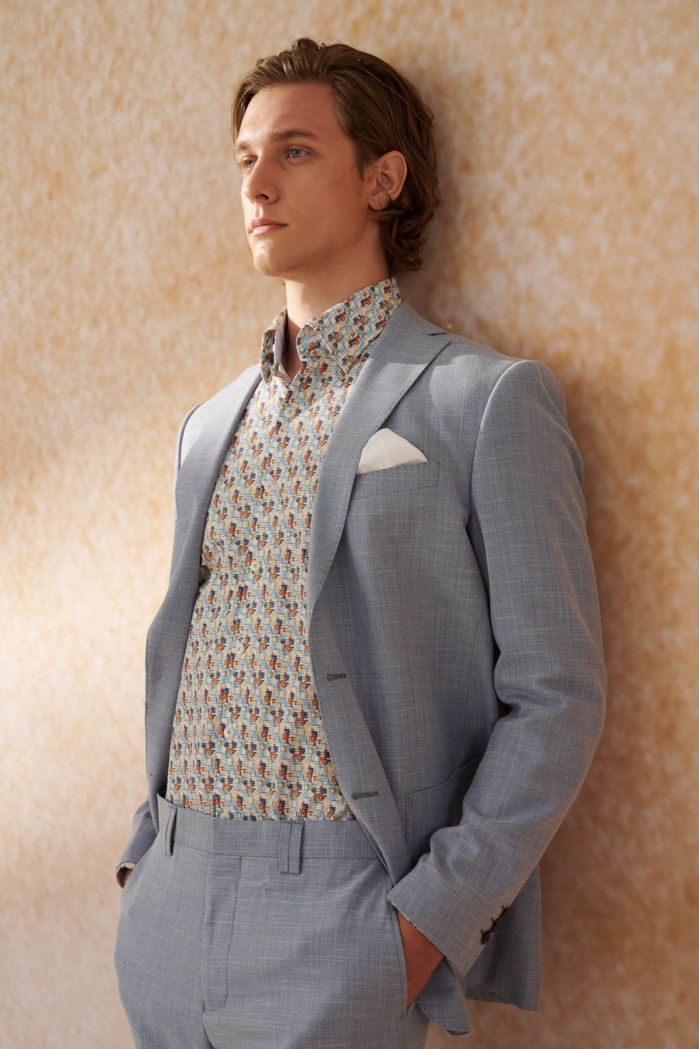 SST&C Sky Blue Textured Slim Fit Suit Jacket | 0112404006  (Outlet)_0