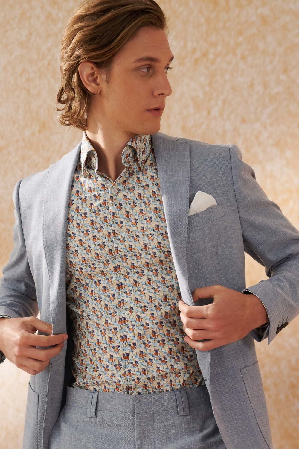 SST&C Sky Blue Textured Slim Fit Suit Jacket | 0112404006  (Outlet)_1