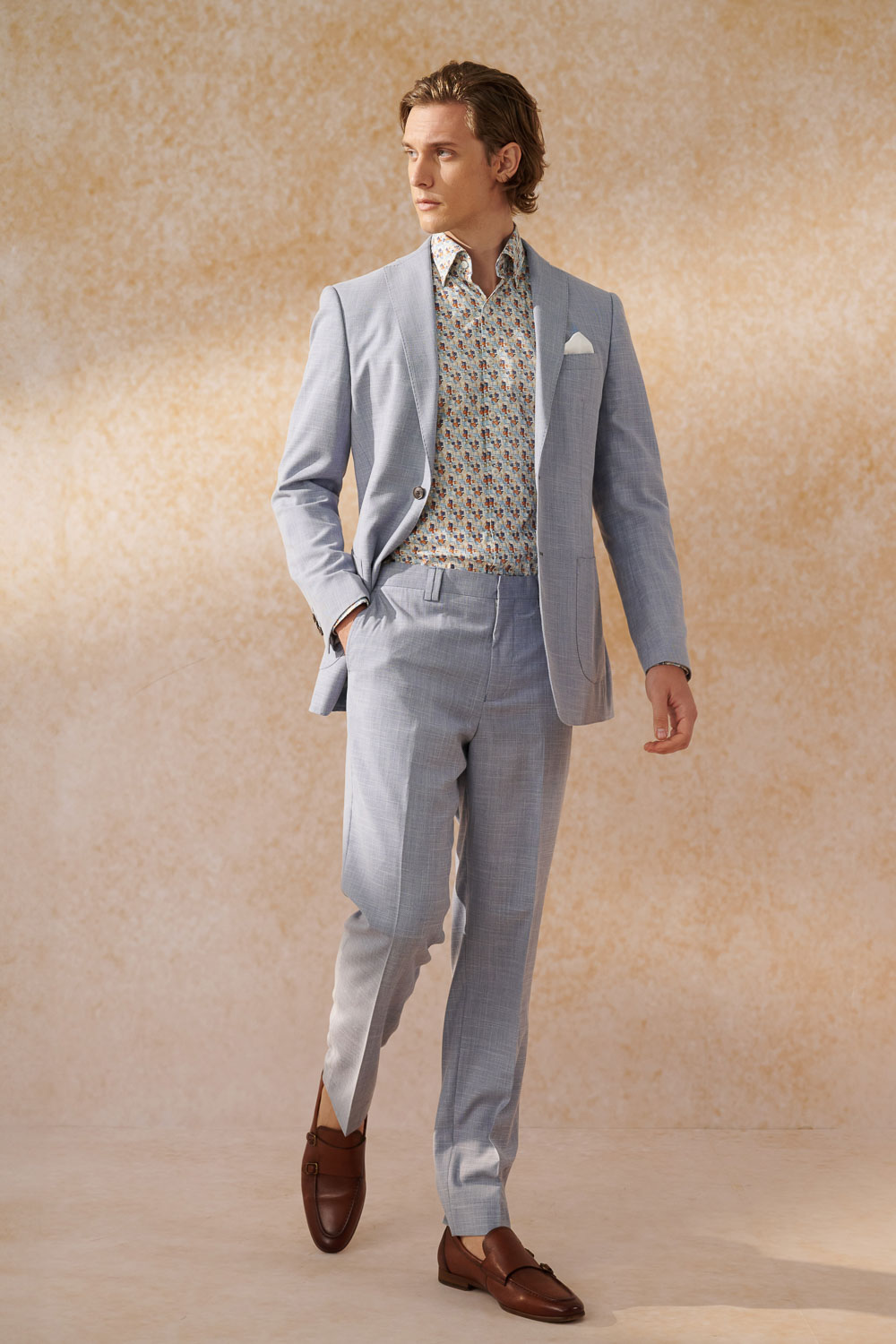 SST&C Sky Blue Textured Slim Fit Suit Jacket | 0112404006  (Outlet)_3
