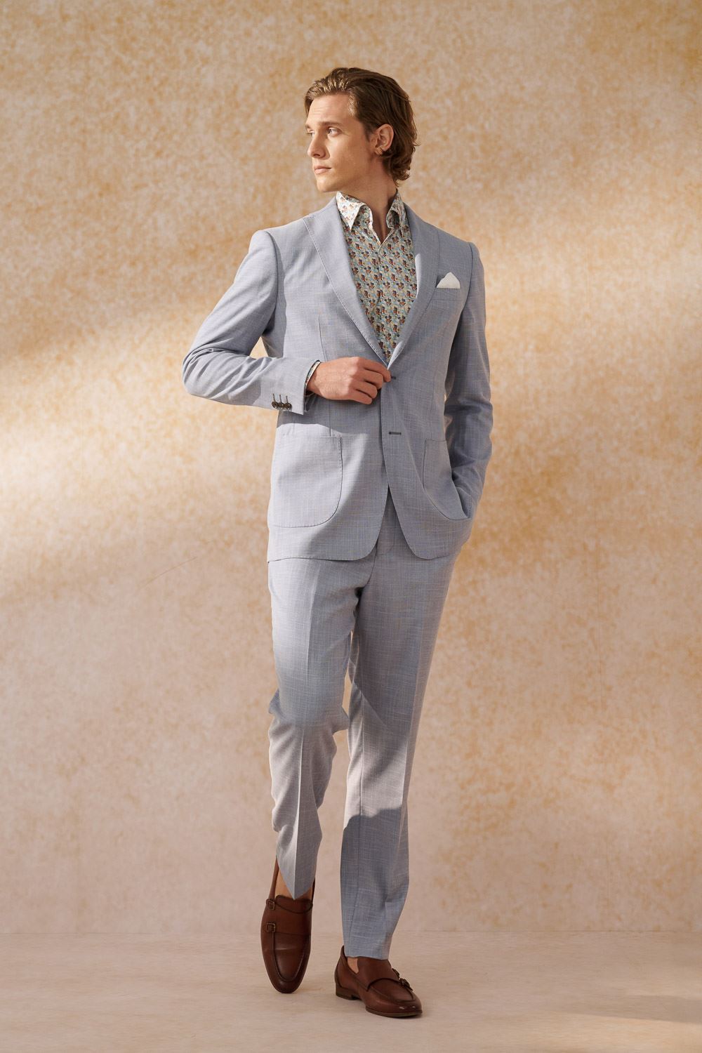 SST&C Sky Blue Textured Slim Fit Suit Jacket | 0112404006  (Outlet)_4