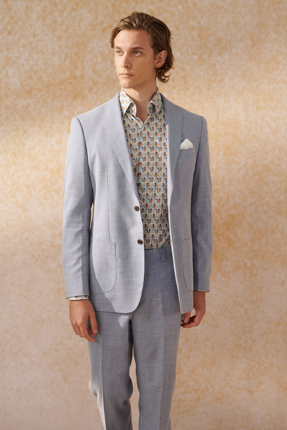 SST&C Sky Blue Textured Slim Fit Suit Jacket | 0112404006  (Outlet)_5