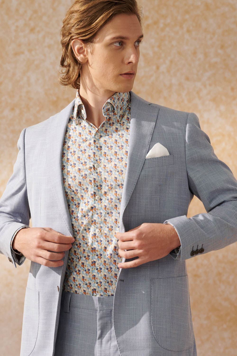 SST&C Sky Blue Textured Slim Fit Suit Jacket | 0112404006  (Outlet)_6