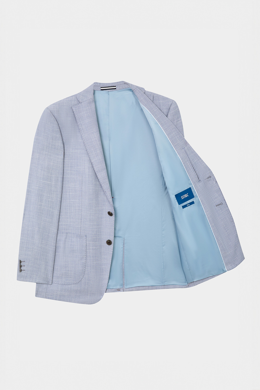 SST&C Sky Blue Textured Slim Fit Suit Jacket | 0112404006  (Outlet)_8