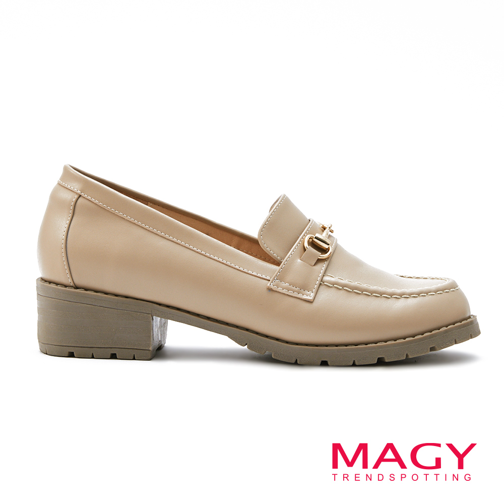 MAGY 經典馬銜釦牛皮低跟樂福鞋 可可 #15281