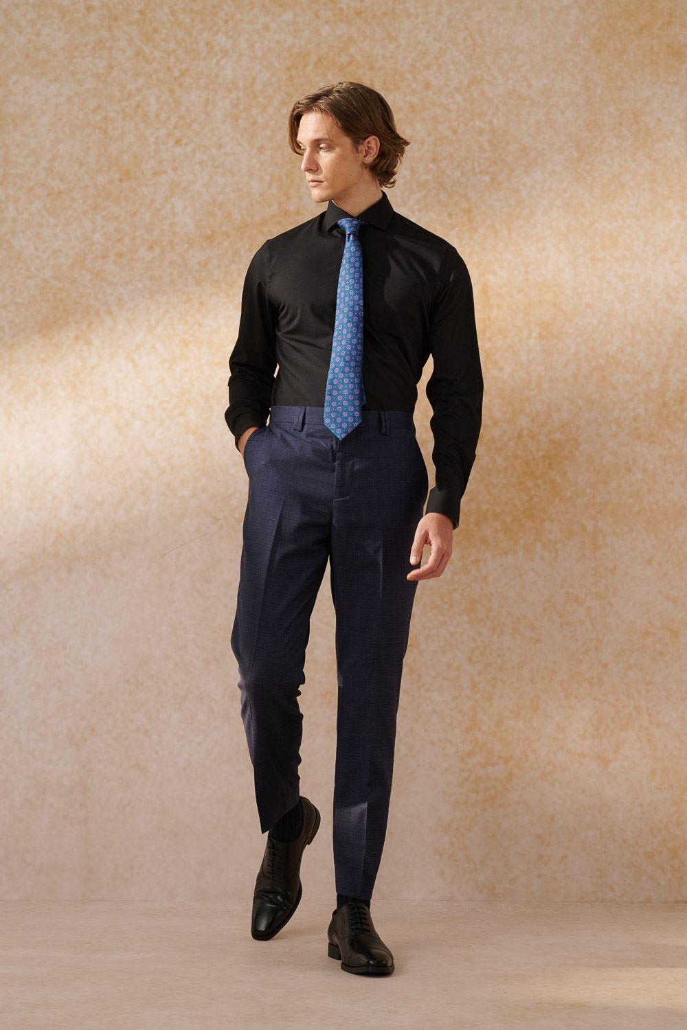 SST&C Navy Textured Tailor Suit Trousers | 0212404005  (Outlet)_3