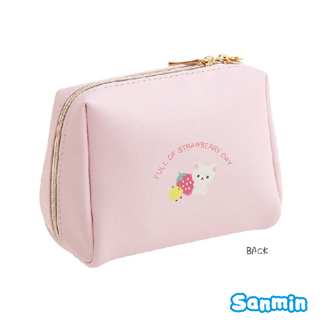 【Rilakkuma/拉拉熊】小白熊草莓系列趴姿皮革收納包_1