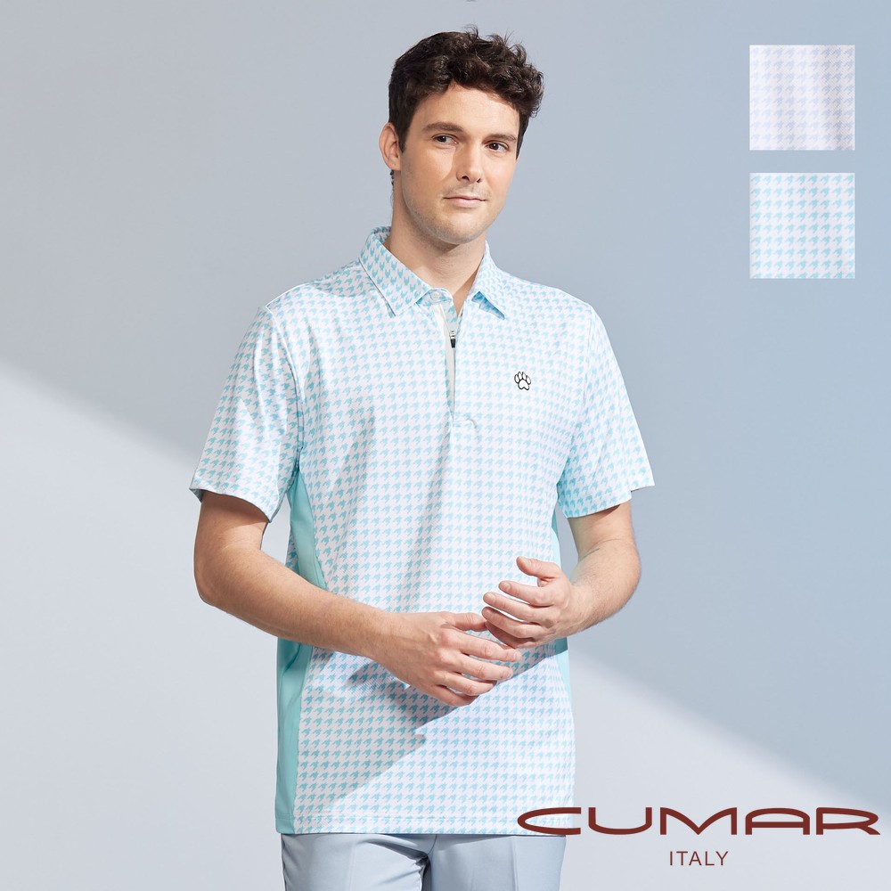 CUMAR 男裝短袖羅紋領拉鍊印花吸濕排汗POLO衫(HiCool) / 248209