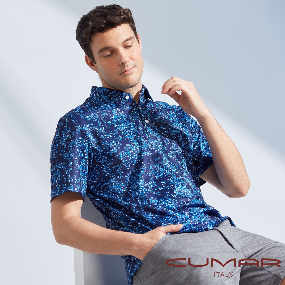 CUMAR 男裝短袖襯衫領印花吸濕排汗POLO衫(HiCool) / 248211