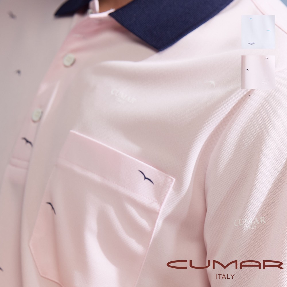 CUMAR 男裝短袖羅紋領印花吸濕排汗POLO衫(HiCool) / 248215 【多尺寸段】