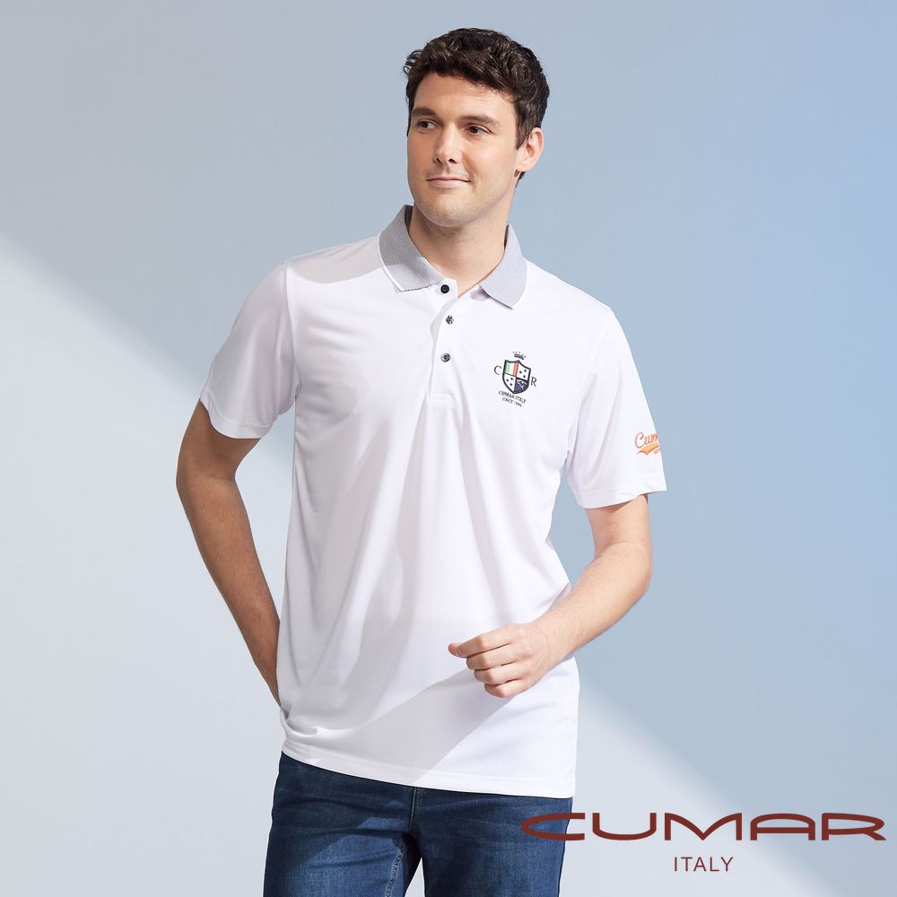 CUMAR 男裝短袖羅紋領素面吸濕排汗POLO衫(HiCool) / 248220