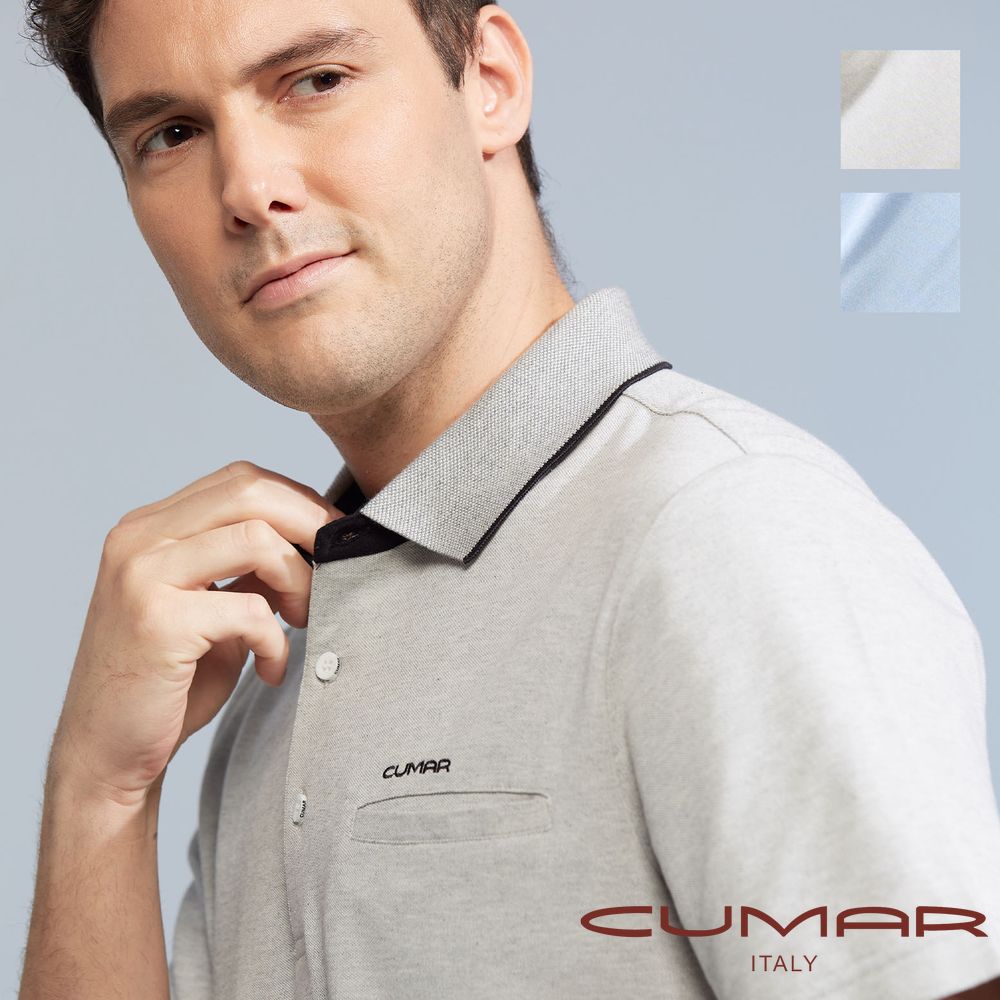 CUMAR 男裝短袖羅紋領素色吸濕排汗POLO衫(HiCool) / 248225