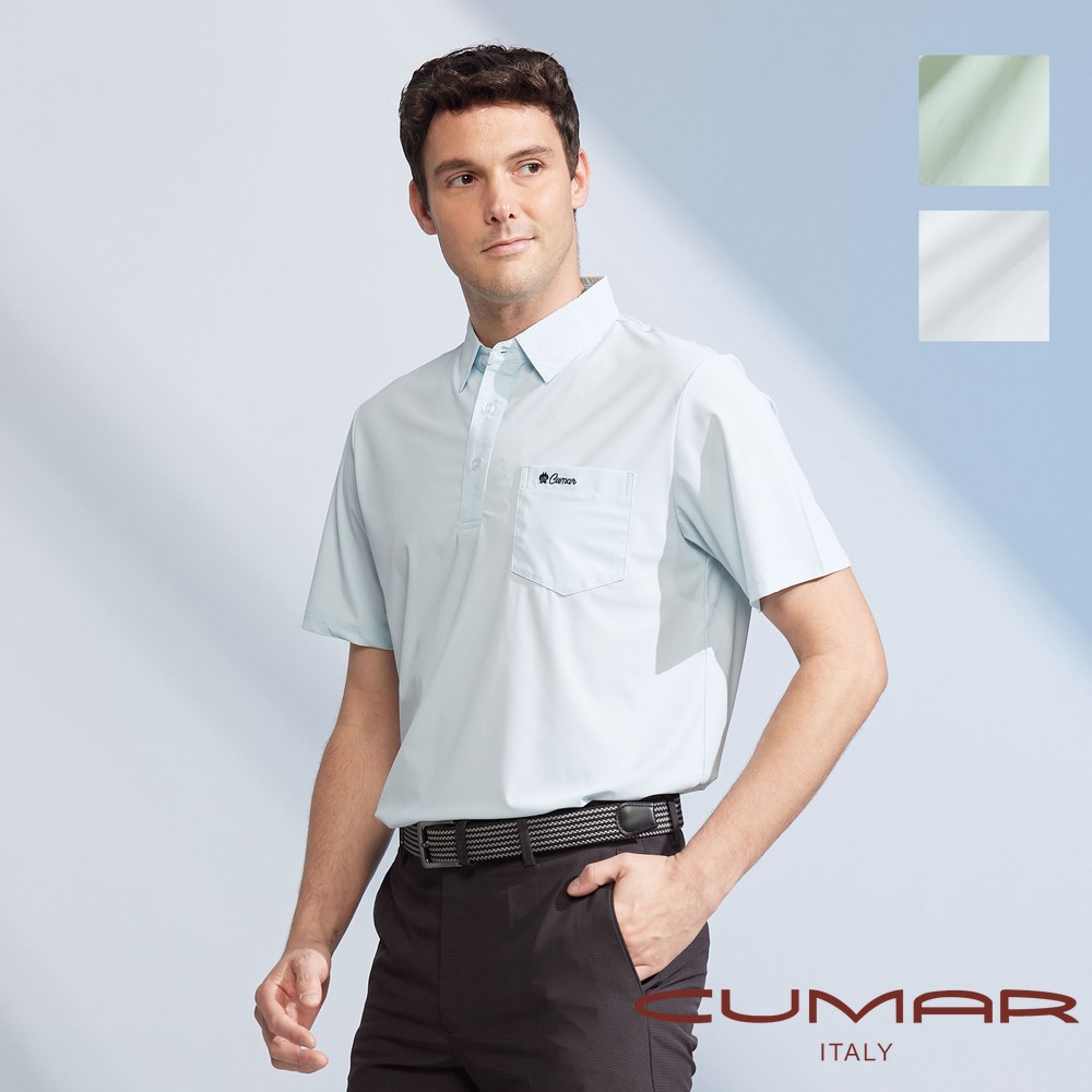 CUMAR 男裝短袖本布領素色冰絲POLO衫 / 248231