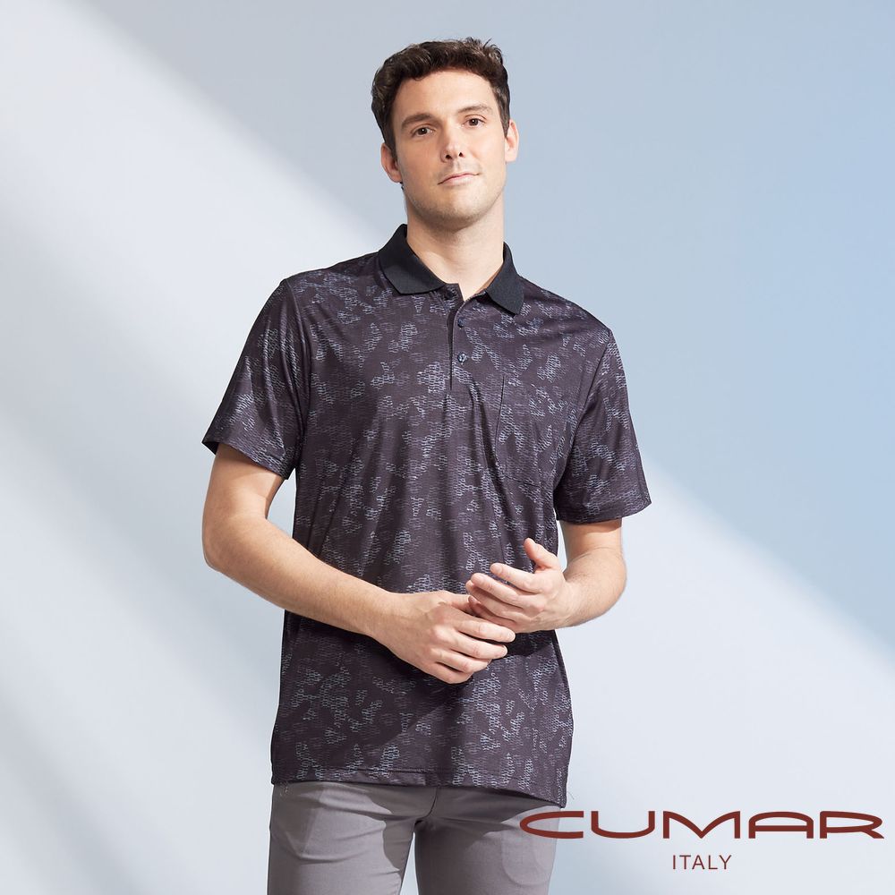 CUMAR 男裝短袖羅紋領印花POLO衫 / 248234