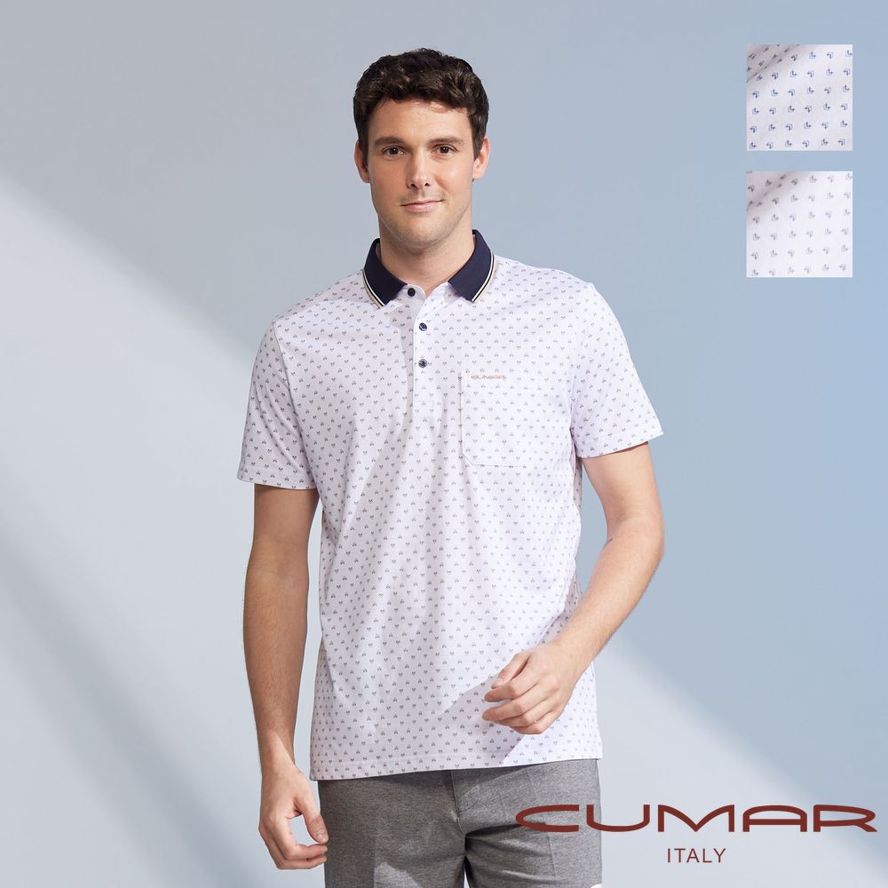 CUMAR 男裝短袖羅紋領印花POLO衫 / 248239