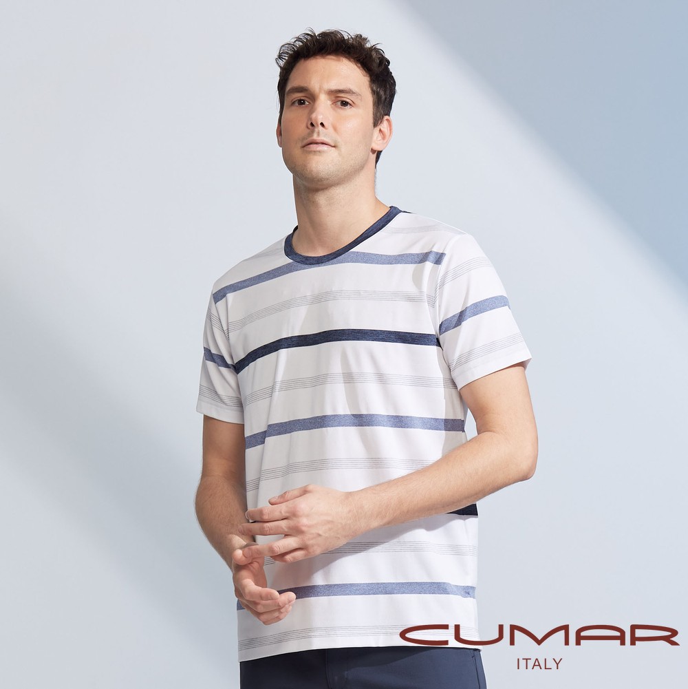CUMAR 男裝短袖循環條吸濕排汗圓領衫(HiCool) / 248290