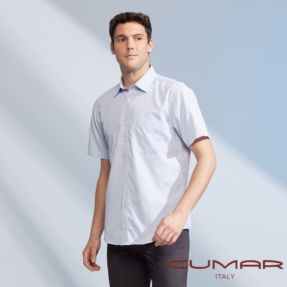 CUMAR 男裝短袖小格紋襯衫 / 248331