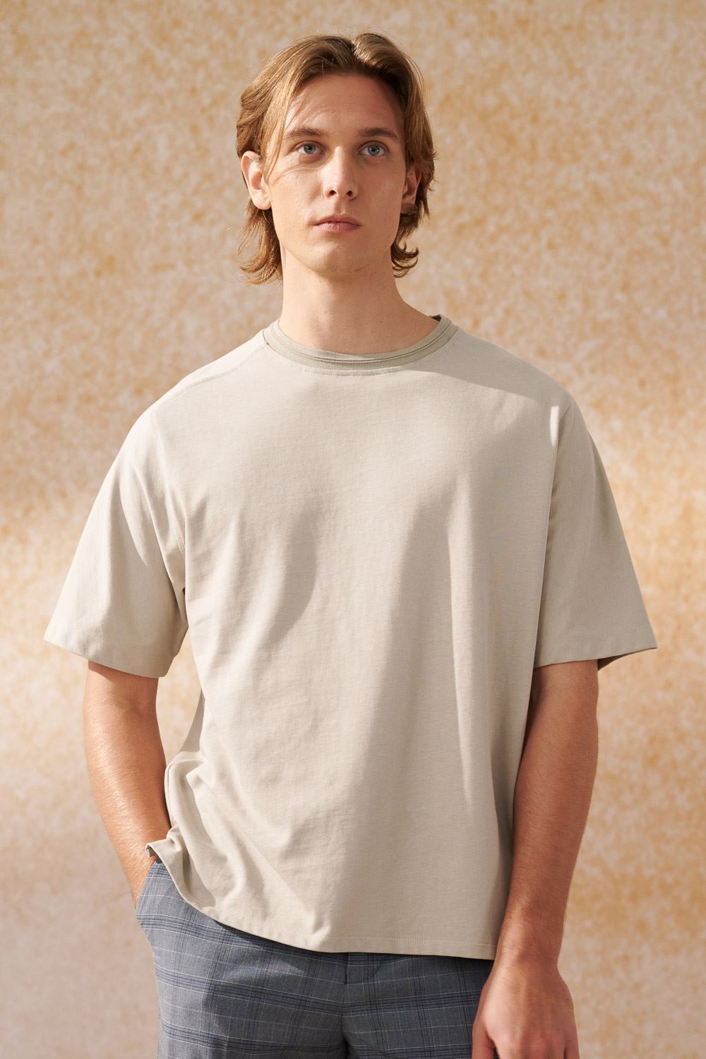 SST&C Stone Gray Wide Cut T-Shirt | 1012404004  (Outlet)_0