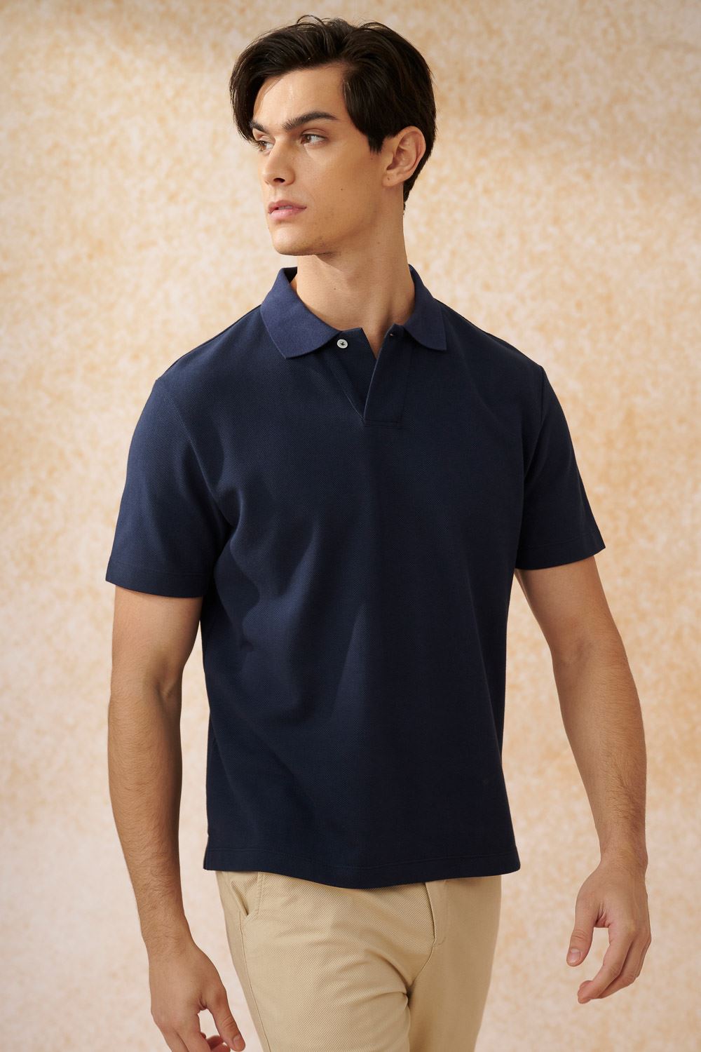 SST&C Deep Navy Blue Single-Button Lapel Short-Sleeved Top | 1012404006  (Outlet)_3