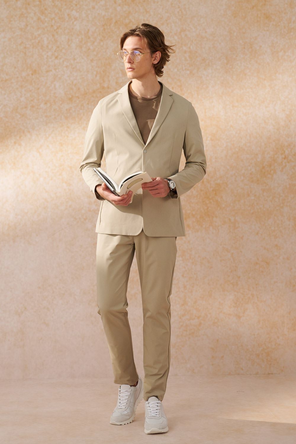SST&C Khaki Slim Fit High Stretch Casual Trousers | 1212404002  (Outlet)_3