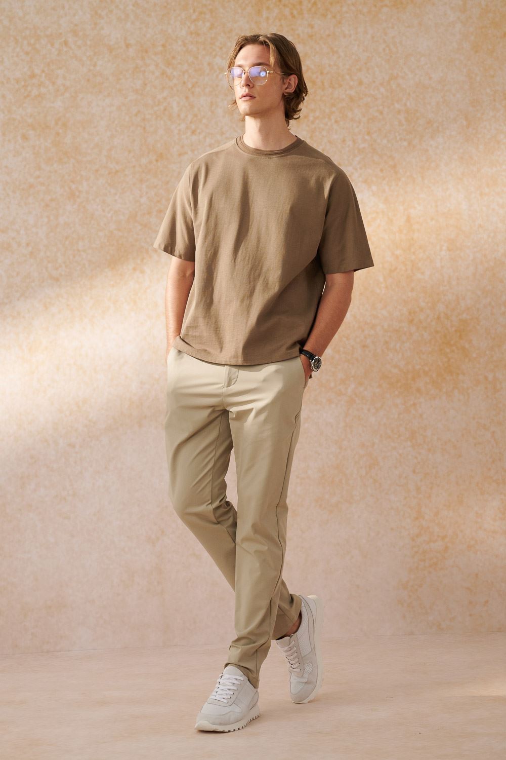 SST&C Khaki Slim Fit High Stretch Casual Trousers | 1212404002  (Outlet)_4