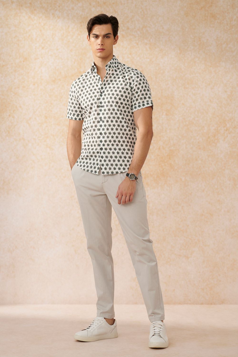 SST&C Light Gray Slim Fit Elastic Casual Trousers | 1212404003  (Outlet)_1