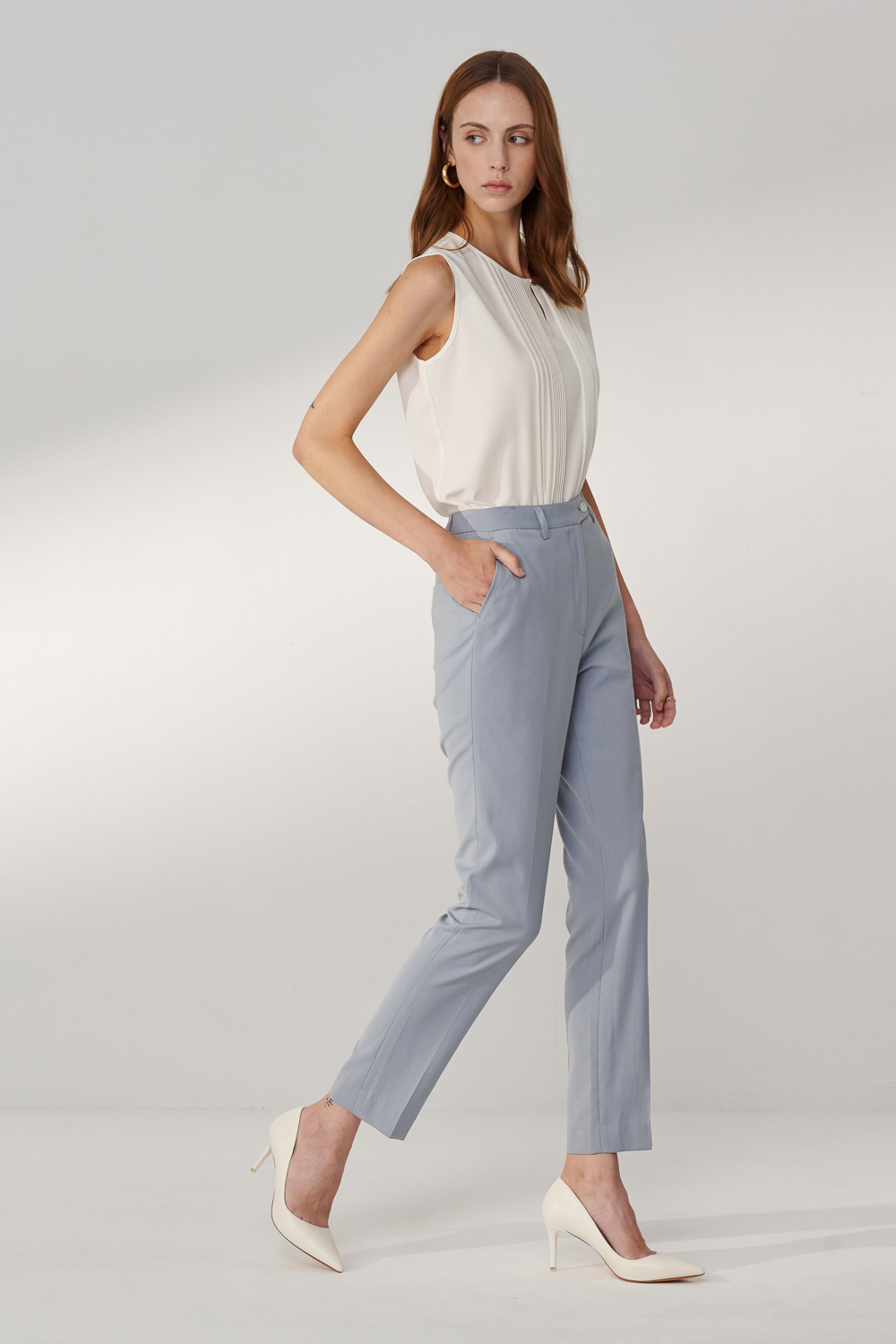 SST&C Mist Blue Fitted Suit Trousers | 7262404003  (Outlet)_1