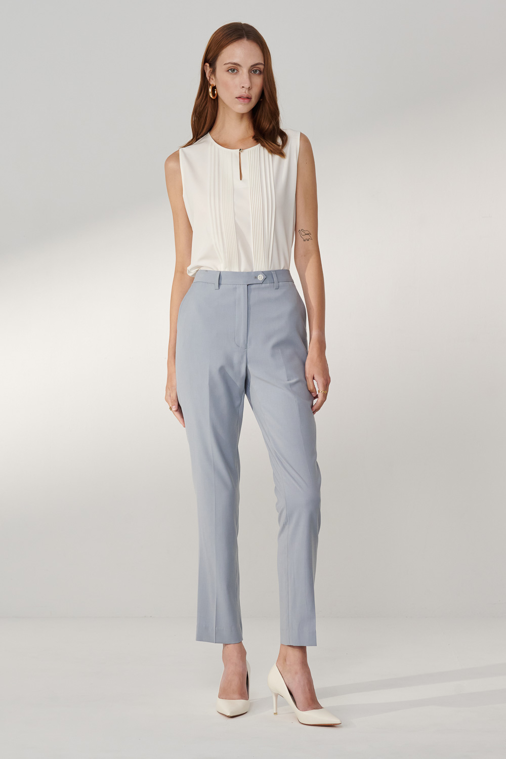 SST&C Mist Blue Fitted Suit Trousers | 7262404003  (Outlet)_2