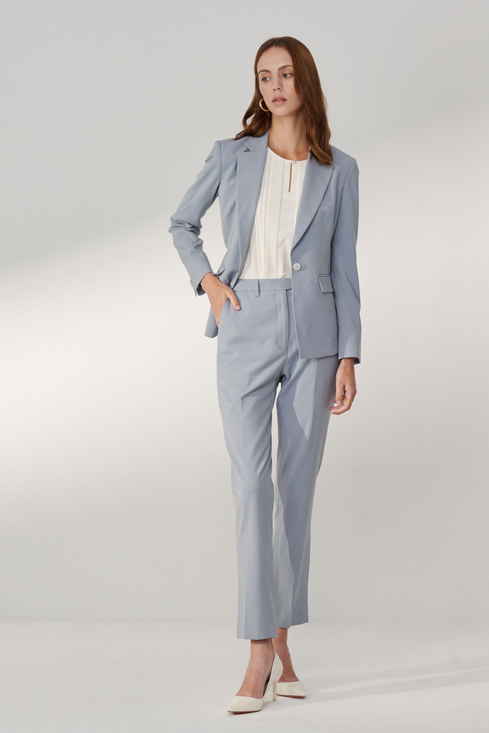 SST&C Mist Blue Fitted Suit Trousers | 7262404003  (Outlet)_3