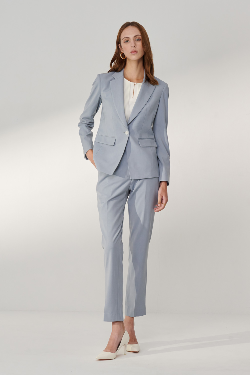 SST&C Mist Blue Fitted Suit Trousers | 7262404003  (Outlet)_4