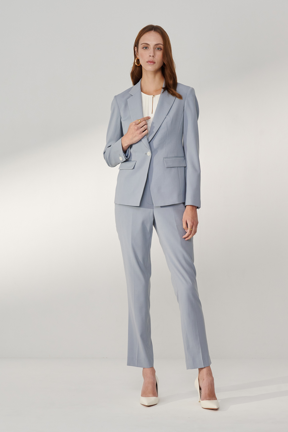 SST&C Mist Blue Fitted Suit Trousers | 7262404003  (Outlet)_5