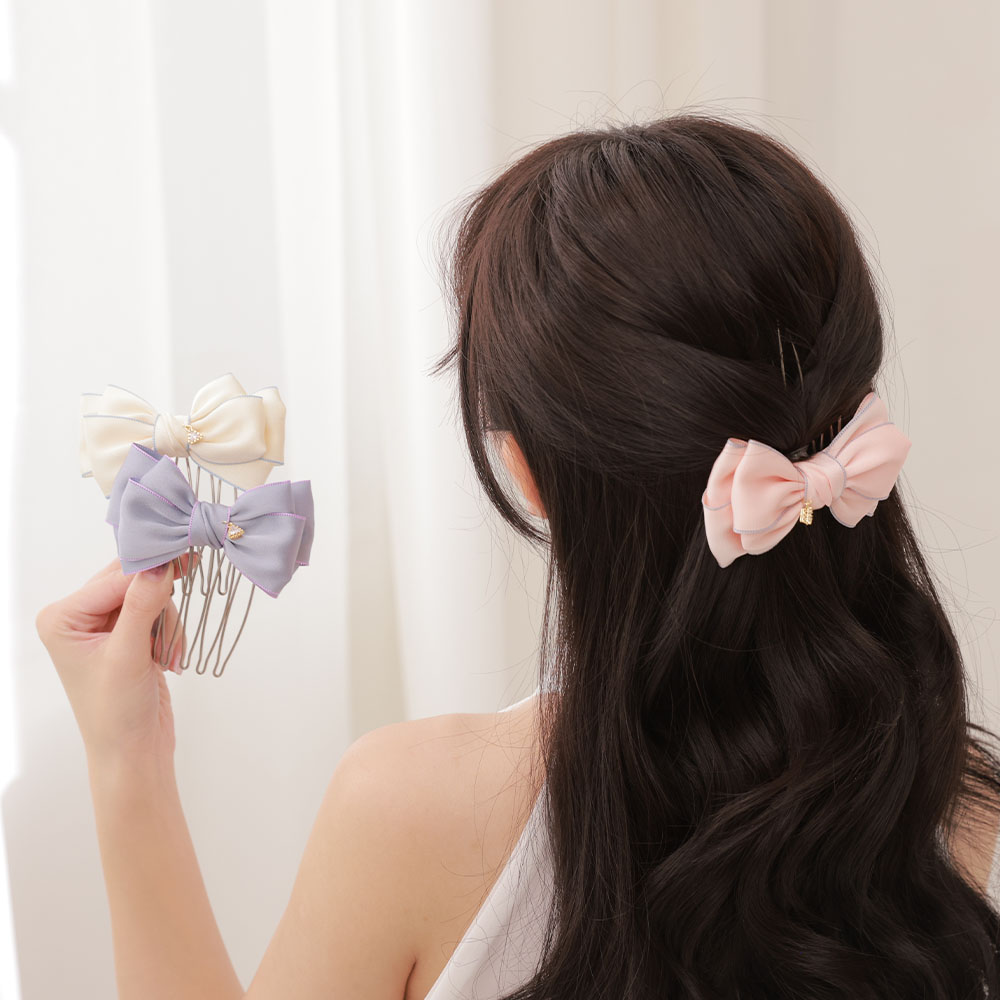 【花田囍飾】FC23031甜美氣質蝴蝶結台灣手工長髮叉(4色)_0