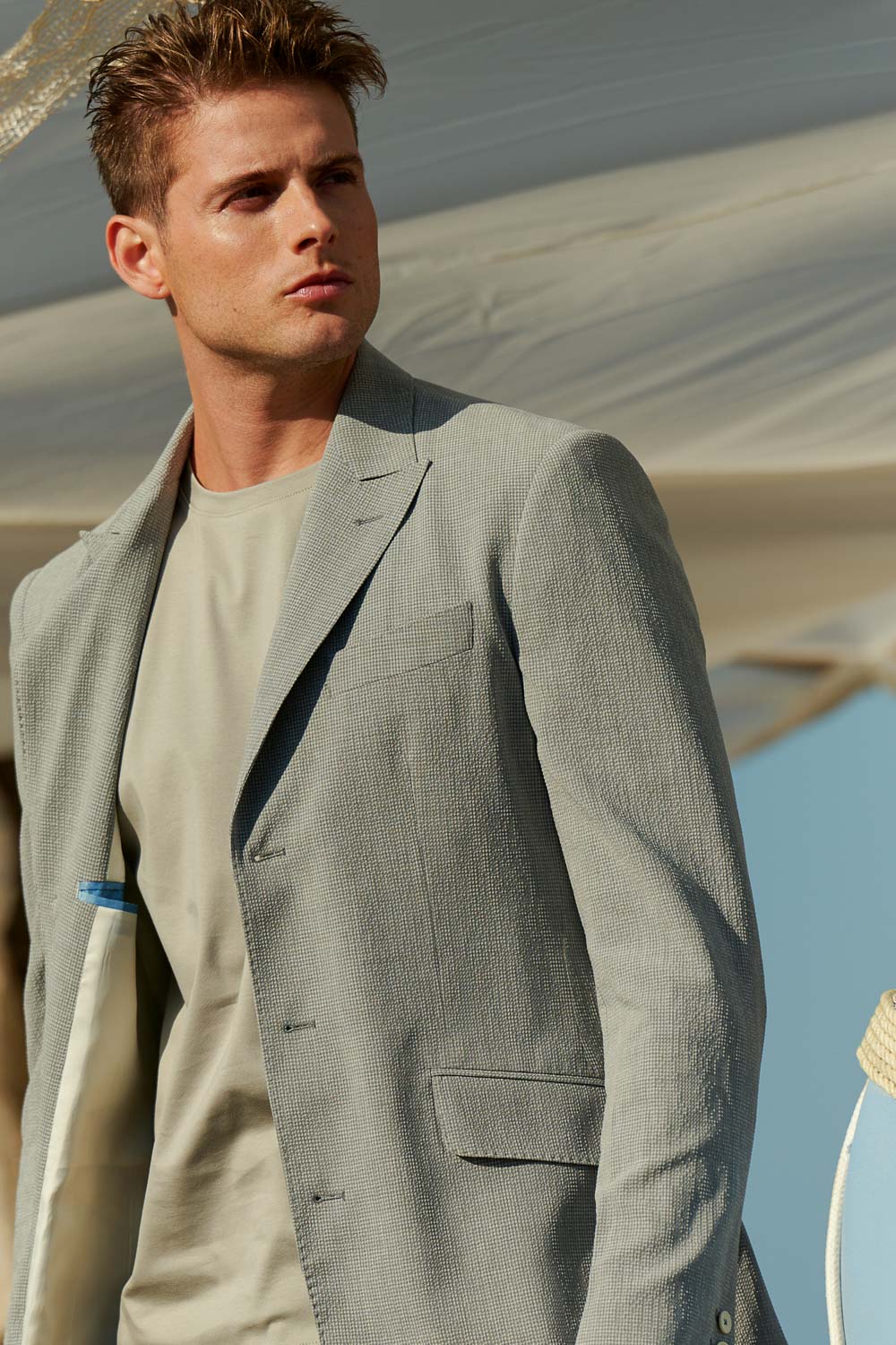 SST&C Gray Check Pattern Seersucker Casual Suit | 0612403003  (Outlet)_1