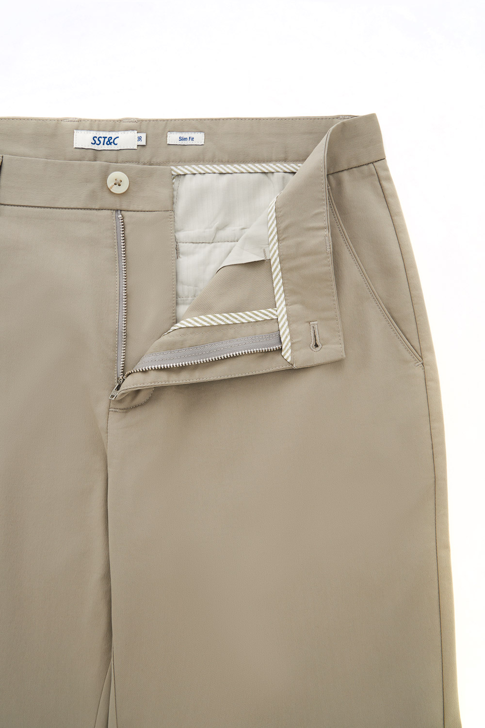 SST&C Moss Gray Slim Fit Elastic Casual Trousers | 1212402004  (Outlet)_8