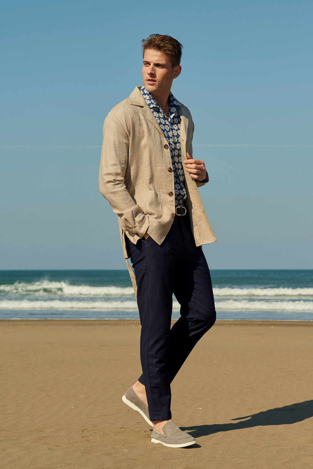 SST&C Abyss Blue Twill Slim Fit Casual Trousers | 1212402007  (Outlet)_0