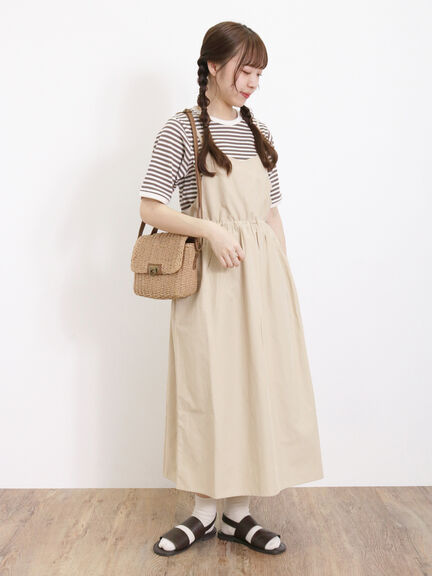 【SET ITEM】素面腰綁繩造型細肩洋裝+素色/圓領短袖上衣(FL42L0H0480) - Samansa Mos2