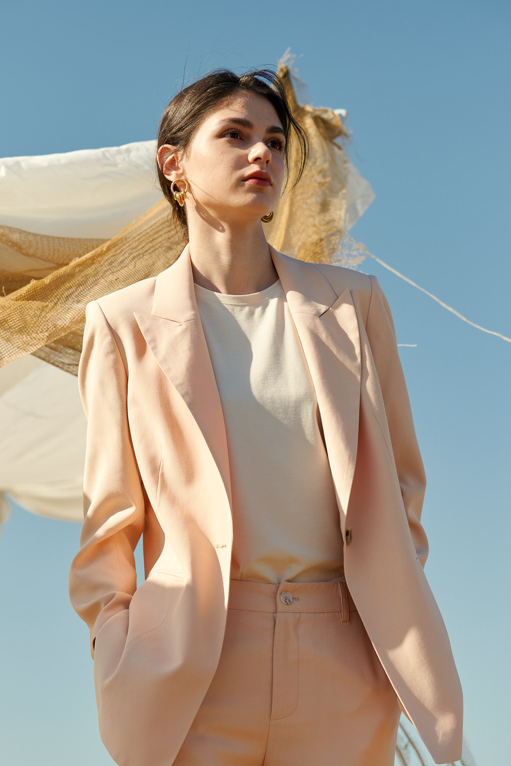 SST&C Melon Color Wide Suit Trousers | 7262404006  (Outlet)_4