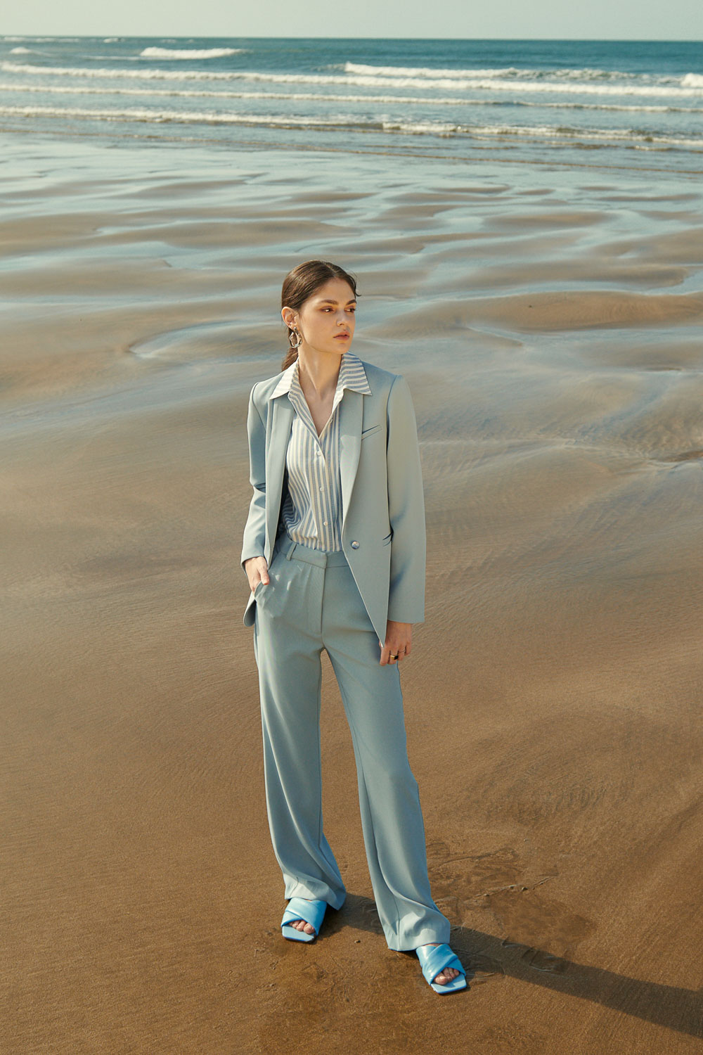 SST&C Baby Blue Slim Fit Bell Bottoms | 8262403002  (Outlet)_3