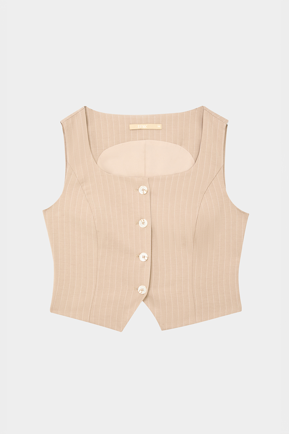 SST&C Khaki Straight Stripe Suit Vest | 7762404001  (Outlet)_6